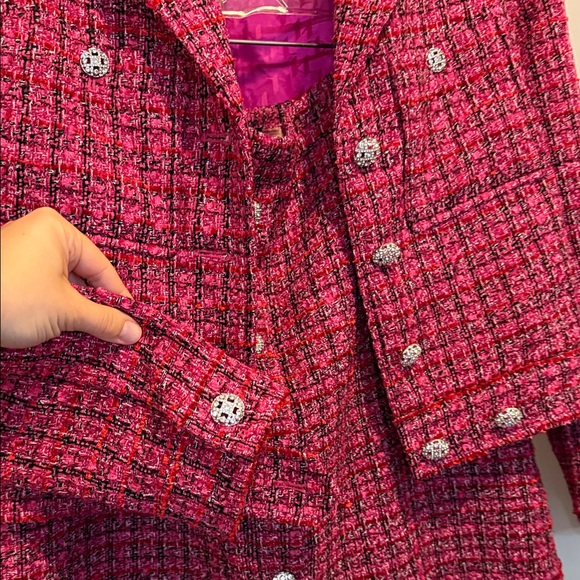 Karl Lagerfeld Hot Pink Tweed Jacket and Skirt Set - Picture 8 of 9